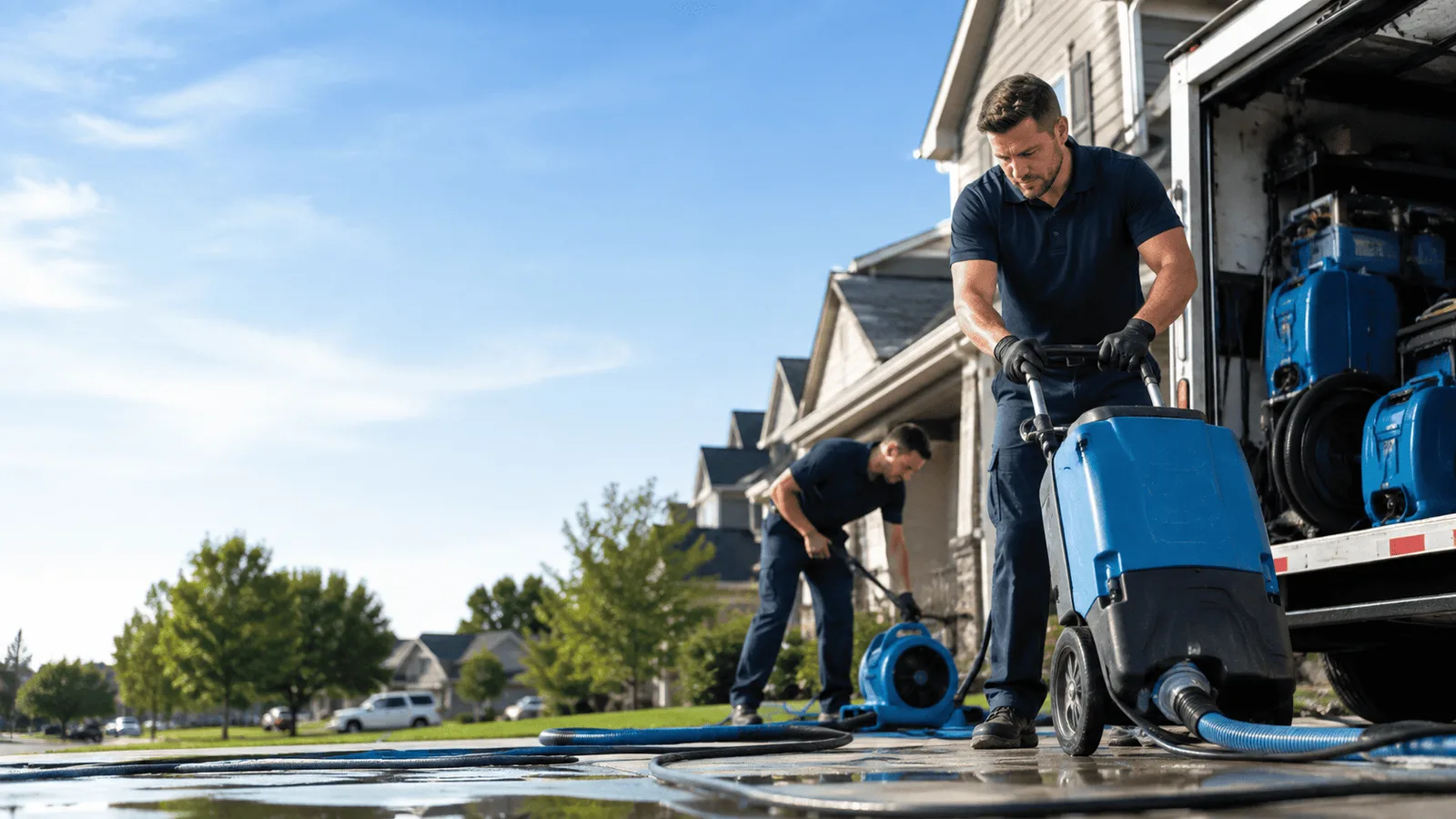 Flooded Basement Cleanup being performed in Twin City, GA